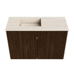 Mondiaz JOYA-DLUX 60cm meuble de toilette - couleur Walnut - Lavabo FAYE position Gauche Sans trou de robinet couleur Meli. SW1424406