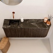 Mondiaz JOYA-DLUX 101.6cm toiletmeubel - ronding rechts kleur Walnut - Wastafel FAYE positie Links Zonder kraangat kleur Lava. SW1422474