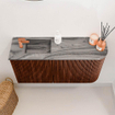 Mondiaz JOYA-DLUX 81.6cm toiletmeubel - ronding rechts kleur Ruby - Wastafel FAYE positie Links 1 kraangat kleur Sombra. SW1425700