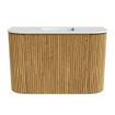 Mondiaz JOYA 63.2cm toiletmeubel - ronding links en rechts kleur Oak - Wastafel FAYE positie Midden Zonder kraangat kleur Talc. SW1421158