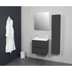 Basic Line Bella Ensemble meuble de salle de bains - 60x55x46cm - 1 lavabo - Acrylique - Blanc - 0 trou de robinet - Sans miroir - Mélamine anthracite mat SW398056