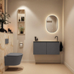 MONDIAZ TURE-DLUX Meuble toilette - 100cm - Dark Grey - EDEN - vasque Frappe - position droite - 1 trou de robinet SW1102770