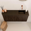 Mondiaz JOYA 91.6cm meuble de salle de bains - arrondi gauche couleur Walnut - Vasque FAYE position Droite Sans trou de robinet couleur Urban. SW1421485