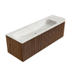 MONDIAZ KURVE-DLUX 145cm Meuble salle de bain avec module 25 D - couleur Walnut - 1 tiroir - 1 porte - vasque BIG LARGE gauche - 2 trous de robinet - couleur Ostra SW1137872