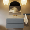 Mondiaz VICA-DLUX Ensemble de meuble de salle de bain - 90cm - meuble sous-vasque plata - 2 tiroirs - lavabo encastrée cloud milieu - sans trous de robinet - version haute de 60cm - frape SW1089280