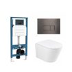 QeramiQ Dely Ensemble de toilette - réservoir encastré Qeramiq Flush - abattant 35mm - plaque de commande métal gunmetal - boutons rectangulaires - blanc mat SW1579140