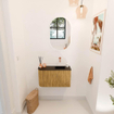 Mondiaz JOYA 71.6cm toiletmeubel - ronding links kleur Oak - Wastafel FAYE positie Rechts Zonder kraangat kleur Urban. SW1421254