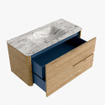Mondiaz CIRO-DLUX Badkamermeubelset - 100x45x50cm - Solid surface wastafel Glace - 1 wasbak Midden - zonder kraangaten - 2 lades - Oak SW1530809