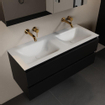 Mondiaz AIVY Ensemble de meuble - 120x45x50cm - 0 trous de robinet - 2 vasques Talc Solid surface - Gauche et droite - 2 tiroirs - avec armoire de toilette - MDF Urban SW892453
