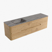 Mondiaz CIRO-DLUX Badkamermeubelset - 170x45x50cm - Solid surface wastafel Oza - 1 wasbak Links - zonder kraangaten - 4 lades - Oak SW1531142