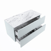 MONDIAZ VICA-DLUX Ensemble meuble de salle de bains - 100cm - meuble bas clay - 2 tiroirs - lavabo encastré cloud à droite - sans trous de robinet - version haute 60cm - glace SW1088166
