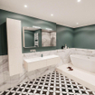 ENSEMBLE DE MEUBLE MONDIAZ LUSH - 150cm - 2 tiroirs - lavabo cloud - lavabo à gauche - 0 trous de robinet - sous-couche SW409562