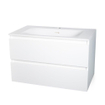 Saniclass Solution Ensemble meuble salle de bain 80x51.5x45.5cm avec lavabo en pierre fine 1 trou de robinetterie blanc mat SW416751