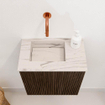 Mondiaz JOYA-DLUX 40cm toiletmeubel - kleur Walnut - Wastafel FAYE positie Links Zonder kraangat kleur Nata. SW1424481