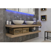 Looox Wood collection Duo étagères murales 100x46cm - 2 pièces - Avec porte-serviettes noir mat - chêne massif Old grey SW108685