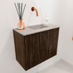 Mondiaz JOYA-DLUX 50cm meuble de toilette - couleur Walnut - Vasque FAYE position Droite Sans trou de robinet couleur Glace. SW1422338
