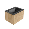 MONDIAZ KURVE-DLUX 60cm Meuble salle de bain - couleur Oak - 1 tiroir - vasque CLOUD centre - sans trou de robinet - couleur Lava SW1138098