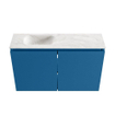 MONDIAZ TURE-DLUX Meuble toilette - 80cm - Jeans - EDEN - vasque Ostra - position gauche - sans trou de robinet SW1104882