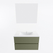 Mondiaz VICA ensemble de meuble de salle de bain - 80cm - meuble sous-vasque armée - 2 tiroirs - lavabo denia milieu - 1 trou de robinet - couleur Blanc Brillant - miroir LED - version XL 60cm haut SW1091941