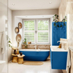 Mondiaz VICA ensemble de meuble de salle de bain - 150cm - meuble sous-vasque jeans - 2 tiroirs - lavabo cloud double - 2 trous de robinet - couleur talc - miroir LED - version XL 60cm de haut SW1095542