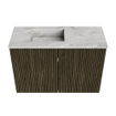 Mondiaz JOYA-DLUX 60cm toiletmeubel - kleur Shadow - Wastafel FAYE positie Links 1 kraangat kleur Glace. SW1422763