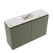 MONDIAZ TURE-DLUX Meuble toilette - 80cm - Army - EDEN - vasque Glace - position centrale - sans trou de robinet SW1103170