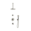 Hotbath Cobber IBS20 Ensemble de douche de pluie encastré - bras de plafond 30 cm - douche de tête ronde 30 cm - douchette 3 jets - nickel brossé SW440660