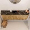 Mondiaz JOYA-DLUX 123.2cm toiletmeubel - ronding links en rechts kleur Oak - Wastafel FAYE positie Midden 1 kraangat kleur Lava. SW1422131