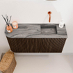Mondiaz JOYA-DLUX 81.6cm toiletmeubel - ronding links kleur Walnut - Wastafel FAYE positie Rechts Zonder kraangat kleur Sombra. SW1424791