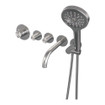 BRAUER Brushed Carving Badkraan Inbouw - douchegarnituur - 20cm uitloop - inclusief inbouwdeel - 3 carving knoppen - handdouche rond 3 standen - PVD - geborsteld RVS SW716055