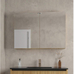 Adema Holz Ensemble de meuble - 100cm - 1 vasque en céramique Blanc - 1 trou de robinet - 1 tiroir - avec armoire de toilette - Caramel (bois) SW857527