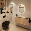 MONDIAZ TURE-DLUX Meuble toilette - 100cm - Washed Oak - EDEN - vasque Frappe - position centrale - sans trou de robinet SW1103084