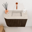 Mondiaz JOYA-DLUX 51.6cm toiletmeubel - ronding links kleur Walnut - Wastafel FAYE positie Rechts Zonder kraangat kleur Opalo. SW1422523