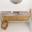 Mondiaz JOYA-DLUX 123.2cm toiletmeubel - ronding links en rechts kleur Oak - Wastafel FAYE positie Midden 1 kraangat kleur Oza. SW1424169
