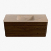Mondiaz CIRO-DLUX Badkamermeubelset - 120x45x50cm - Solid surface wastafel Saba - 1 wasbak Midden - 1 kraangat - 2 lades - Walnut SW1530708