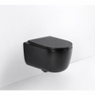 QeramiQ Dely Swirl Ensemble WC- 36.3x51.7cm - Réservoir encastré Geberit UP320 - abattant fin - Plaque de commande blanche brillante - Boutons rectangulaires - Noir mat SW1130191