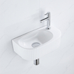 QeramiQ Blend Ensemble lave-mains - 40x21.5x12cm - droite - cannelé - demi-rond - 1 trou de robinet - céramique - robinet de lavabo chromé - bonde - siphon abaissé - blanc brillant SW1232875