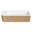 MONDIAZ KURVE 145cm Meuble salle de bain avec module 25 G - couleur Oak - 1 tiroir - 1 porte - vasque BIG LARGE droite - sans trous de robinet - Talc SW1138175