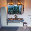 Mondiaz ALAN-DLUX Ensemble de meuble - 130cm - meuble Clay mat - 1 tiroir - Lavabo Cloud Lava suspendu - vasque Gauche et droite - 2 trous de robinet SW808712
