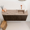 Mondiaz JOYA-DLUX 91.6cm toiletmeubel - ronding links kleur Walnut - Wastafel FAYE positie Rechts Zonder kraangat kleur Arena. SW1424358