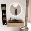 Mondiaz BUKLA Ensemble de meuble - 100x45x34cm - 1 trou de robinet - lavabo centré - solid surface - Urban - sans poignée - 1 tiroir - Mélamine - Chêne blanchi SW704793