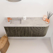 Mondiaz JOYA-DLUX 91.6cm toiletmeubel - ronding rechts kleur Shadow - Wastafel FAYE positie Links 1 kraangat kleur Glace. SW1422785