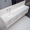 Mondiaz VICA Meuble Carrara avec 4 tiroirs 200x50x45cm vasque lavabo Moon gauche sans trou de robinet SW410403