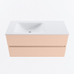 MONDIAZ VICA Ensemble meuble de salle de bains - 100cm - meuble bas rosee - 2 tiroirs - lavabo cloud gauche - 1 trou de robinet - version haute 60cm - talc SW1083304