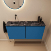 MONDIAZ TURE-DLUX Meuble WC 100cm Jeans. Lavabo EDEN Lava position gauche. Sans trou de robinet. SW1103862