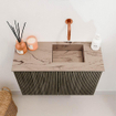 Mondiaz JOYA-DLUX 60cm toiletmeubel - kleur Shadow - Wastafel FAYE positie Rechts Zonder kraangat kleur Arena. SW1424794