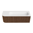 MONDIAZ KURVE 135cm Meuble salle de bain avec module 25 G - couleur Walnut - 1 tiroir - 1 porte - vasque BIG MEDIUM droite - 1 trou de robinet - Talc SW1138312