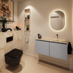 MONDIAZ TURE-DLUX Meuble toilette - 100cm - Plata - EDEN - vasque Frappe - position droite - sans trou de robinet SW1102932