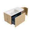 MONDIAZ KURVE-DLUX 85cm Meuble salle de bain avec module 25 D - couleur Oak - 1 tiroir - 1 porte - vasque CLOUD gauche - 1 trou de robinet - couleur Frappe SW1137319