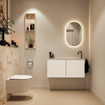 MONDIAZ TURE-DLUX Meuble toilette - 100cm - Talc - EDEN - vasque Frappe - position droite - 1 trou de robinet SW1102602